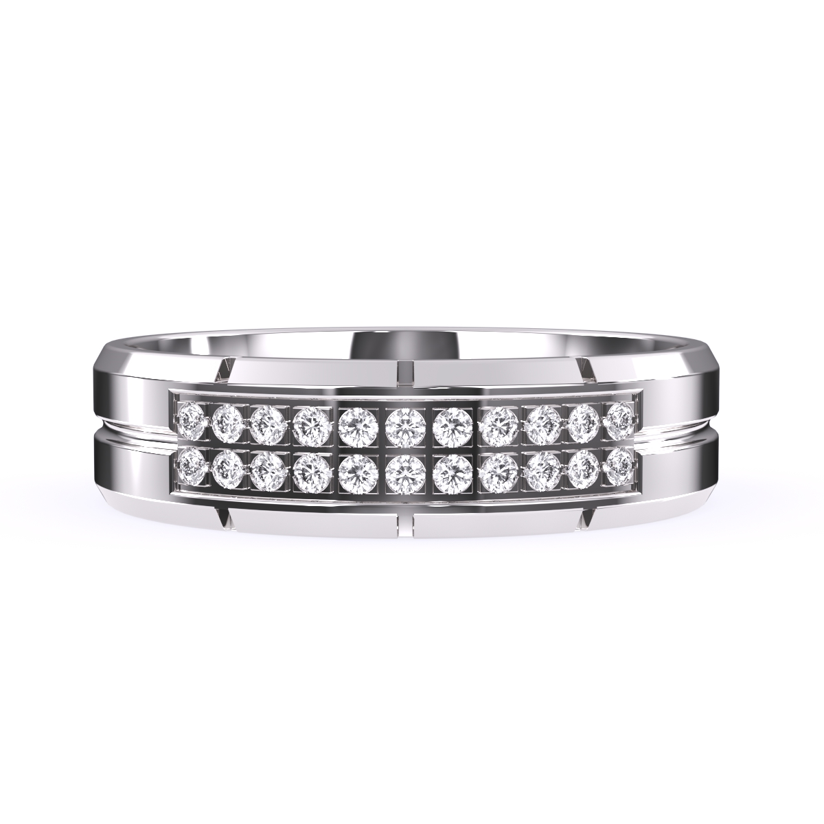 Round Diamond Two Row Diamond Ring For Her